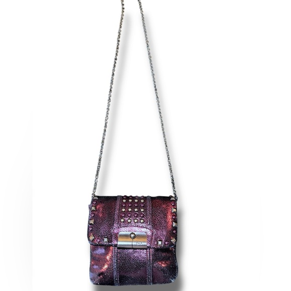Handbags - Coach Kristin Studded Convertible Crossbody MINI Bag Metallic Purple Boysenberry